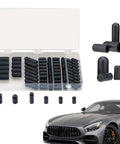 80 Piece Assorted Vacuum Plugs And Hose End Caps Kit, Rugged Rubber Vacuum Caps in organizer with black car illustration