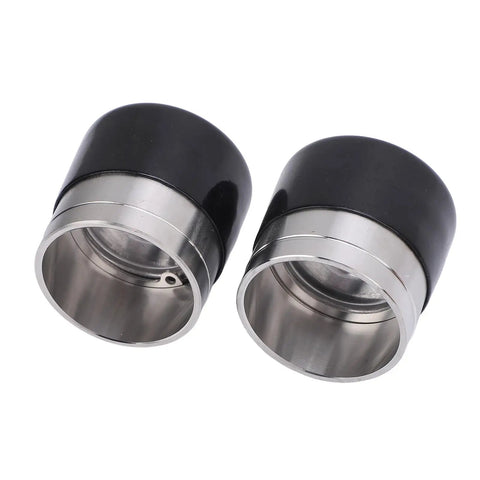 2 Pack Stainless Steel Trailer Wheel Bearing Protectors with 1.980 Inch Hub Size, black cap and aluminum indicators visible