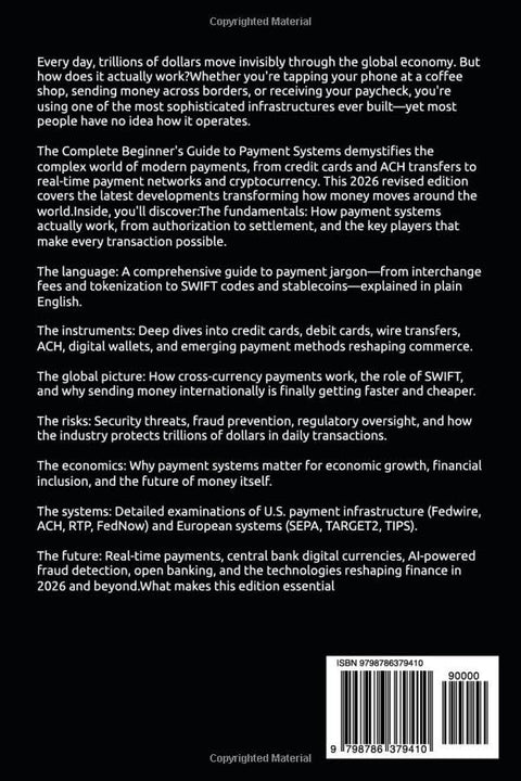 Book back cover for The Payments Industry by Amazon; black with white text and barcode.