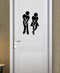 Removable Man And Woman Washroom Sign For Restroom Door Sticker DIY Wall Decor Dope Toilet WC Sign Black Finish on white door