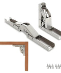 Four Pack 90 Degree Folding Hinge With Recessed Door Bracket For Tables And Cabinets Heavy Duty Cold Rolled Steel hardware kit and screws.