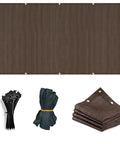Mocha 12X20 Ft Sun Shade Cloth For Patio And Pergola Breathable Outdoor Shade Fabric With 90 Percent UV Block, ropes, and ties