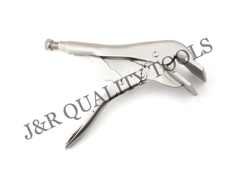 Locking Grip Welding Clamp Set 3 Piece includes 11 Inch C Clamp, 10 Inch Claw Type Welding Vise, metal construction, side view