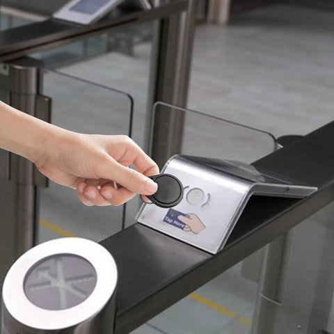 Dope 100 Pcs 13.56MHz UID Keyfobs for Access Control Rewritable RFID IC Key Fob Tokens in use at entry gate