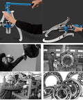 Beefy Hydraulic Wheel Bearing Puller Kit With 3 Jaw Separator For Heavy Machinery Repair, showing use and components in action.