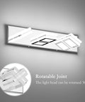3 Light LED Vanity Light Fixtures With Up And Down Rotatable Heads In Chrome Stainless Steel And Acrylic Finish shown with rotation detail
