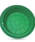 Built Tough Invisible Manhole Cover For Outdoor Use, Durable Resin Drainage Basin Lid, top view, green, weatherproof