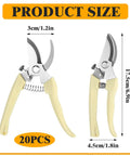 20 Piece Pruning Shears For Gardening Set With Durable Stainless Steel Blades And Comfortable PP Handles Heavy Duty Bypass Pruners