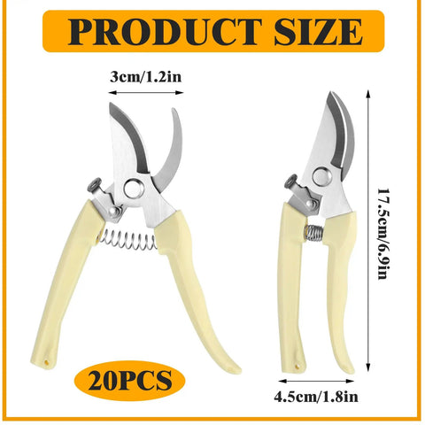 20 Piece Pruning Shears For Gardening Set With Durable Stainless Steel Blades And Comfortable PP Handles Heavy Duty Bypass Pruners