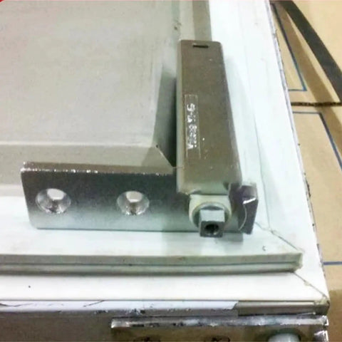 Close-up of Stainless Steel 304 Refrigerator and Freezer Door Hinge with Auto Rebound Cam Rise Design for Self Closing.