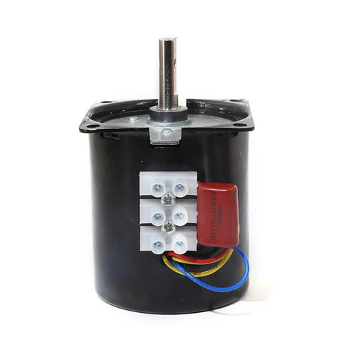 Heavy Duty 28W Permanent Magnet Synchronous AC Electric Motor with solid shaft and wiring connections for versatile applications.