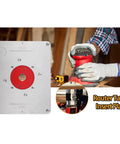 Beast Mode Router Table Insert Plate Built From Heavy Duty Aluminum Alloy Panel With Precision Center Hole Bushing for drill alignment.