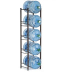 Five Gallon Water Jug Holder With Five Tier Heavy Duty Brown Rack Freestanding Bottle Organizer For Home Office Kitchen Pantry.