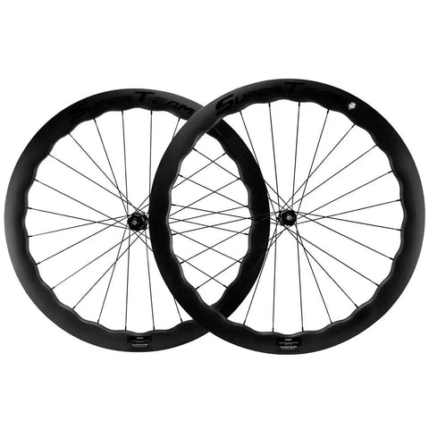 Tubeless Disc Brake Road Bike Wheelset 25mm Carbon 700c With 45mm 50mm 65mm Rim Options Shimano 8 9 10 11 Speed Cassette Compatible Toray T700 UD Finish