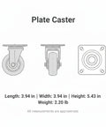 Diagram of Heavy Duty Plate Caster With Brake 5.9 X 5.9 Inch Plate Mount showcasing side and top views.