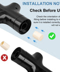 Installation guide showing black air pressure plunger fitting with orientation note for Rid Your Drain of Gunk Fast With Auto Air Pressure Plunger Blast Heavy Duty Sink Tube Kitchen Tool Portable Pumpless Action For A No Sweat Cleanup At Home.
