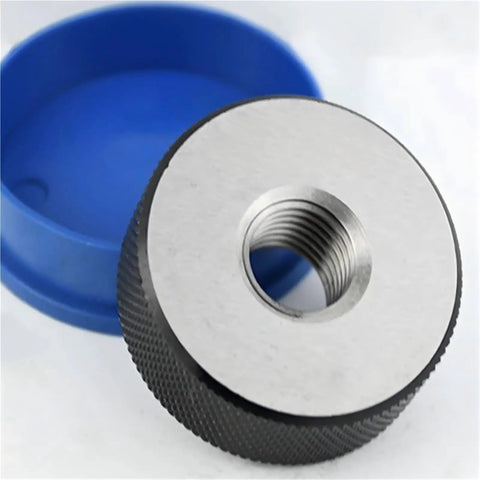 Top Shelf Go No Go Metric Thread Ring Gauge Set For Snappy External Screw Checking With Slick Action that showcases a steel ring gauge.