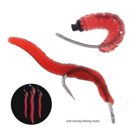 250 Piece Soft Plastic Fishing Worms Lures Set Realistic Earthworm Baits For Freshwater Fishing Reusable Fake Maggots