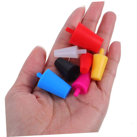 Top Grade Silicone Tapered Stoppers Kit With 35 Pieces For High Temp Sealing And Industrial Powder Coating Sandblasting Anodizing And Spray Painting Applications That Are Reusable And Smooth Surface Coverings, colorful silicone stoppers in hand