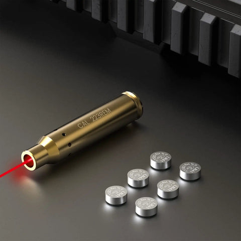 Red Laser Bore Sighter For 223 Rem And 5.56 NATO Calibers, Brass Build, precise bore alignment, with included battery sets