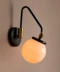 Swing Arm Wall Sconce Light With Milk White Globe, Dope Mid Century Vibe Modern Adjustable Bedside Lamp, E26 Base Vanity Lighting