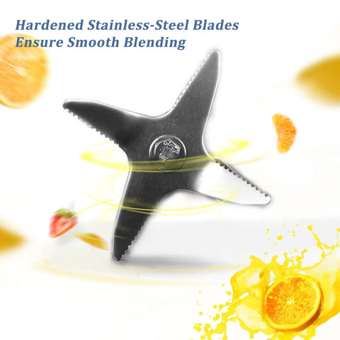 Hardened stainless-steel blade for 64 Oz Blender Jar With Drip Free Spout And Removable Vented Lid Plug Easy Pour Handle