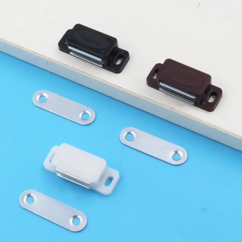 Magnetic Kitchen Cupboard Wardrobe And Closet Door Latch With Strong Hold Power made from ABS and Iron in black, brown, white