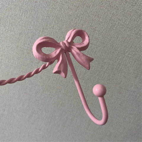 Kickass Heavy Duty Wall Mounted Coat Hook Bulletproof Metal Clothes Hanger pink wall hook with bow decor detail