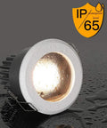 MXJCKSOQ 3CCT 3.5 Inch LED Recessed Lighting Anti-Glare Downlight showing IP65 waterproof rating with water droplets.