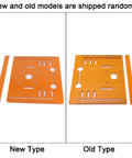 Rock Solid Aluminum Circular Saw Base Plate With 90 To 45 Degree Bevel Cutting Angles and Crisp Laser Engraved Scale Markings, new type on left, old type on right.