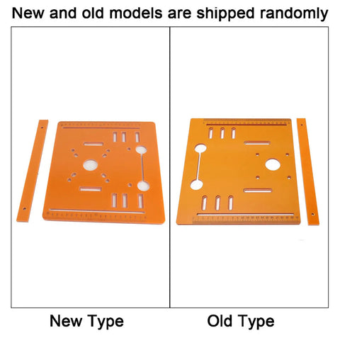 Rock Solid Aluminum Circular Saw Base Plate With 90 To 45 Degree Bevel Cutting Angles and Crisp Laser Engraved Scale Markings, new type on left, old type on right.