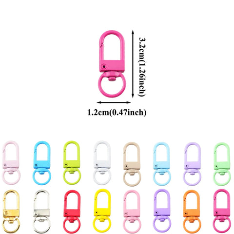 Super Vibrant Sixty Piece Zinc Alloy Keychain Clips With Swivel Lobster Claw Clasps including colorful 32mm clips for bag charms.