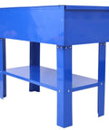 Heavy Duty Parts Washer Station With Adjustable Rack For Kicking Serious Grease Off Engine Components Steel Blue Compact Shop Workhorse side view with removable shelf.