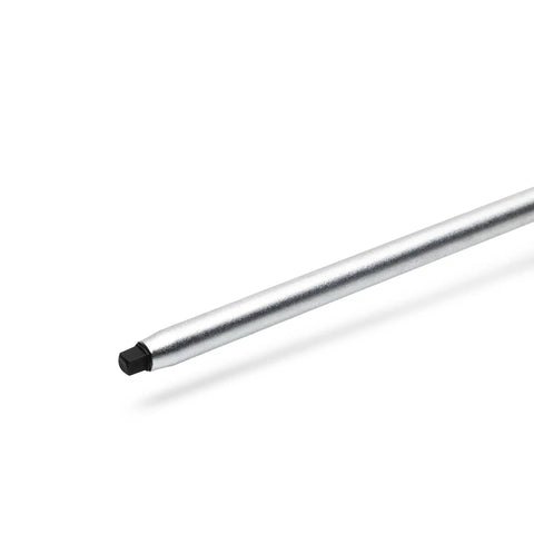 Close-up of precision machined tip from 4 Piece Square Screwdriver Set With Tri Lobed Dual Material Handles, Precision Machined Tips, Oil and Solvent Resistant Grips, Hex Bolster For More Torque, Includes S0x4 S1x4 S2x4 And S3x5 For Tight, Durable Fastening.