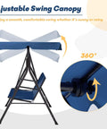 Side view illustration of Three Seat Patio Swing With Removable Cushions And Adjustable Weather Resistant Canopy for outdoor use