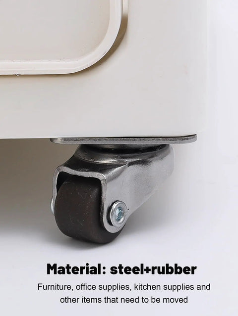 Close-up of Heavy Duty Brown Rubber Swivel Casters Making Heavy Furniture Movements No Sweat gliding smoothly on steel base.