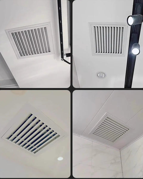 Top Shelf Heavy Duty Metal Louvered Vent Access Panel 28x28 Inch Attic Ceiling Inspection Cover with Built In Airflow Grille, various angles.