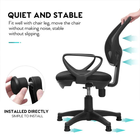 Office Chair Leg Floor Protectors 10 Pack Black Iron And PU Material Foot Glides for no slip floor use under chair