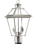 Burlington Two Light Outdoor Post Lantern in Graphite and Antique Bronze Finish, sturdy aluminum build, clear beveled glass