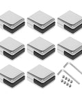 8 Pack 304 Stainless Steel Glass Clamps For Balustrades And Staircases, Adjustable Flat Back Brackets For 8-10mm Glass