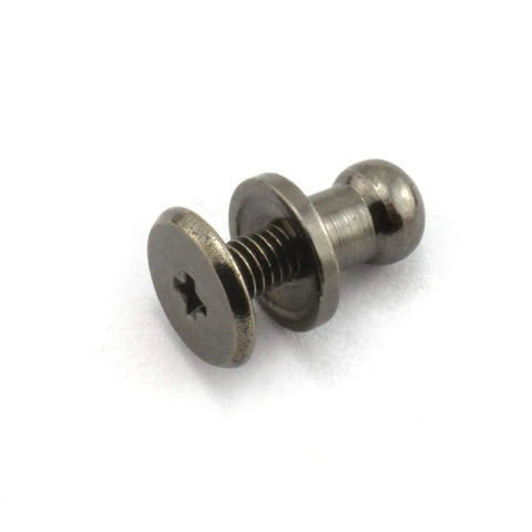 Flat Out Classic Black Solid Brass Sam Browne Buttons Screw Studs And Nail Rivets For Diy Leather Craft Belt Wallet Handbag Builds 5 To 7 Millimeter Straight Up Heavy Duty Craft Hardware close-up of a solid brass screw stud