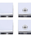 Four Piece Shower Glass Clamps Set, Zinc Alloy Fixed Thickness Clips For Eight To Ten Millimeter Glass Panels, top view