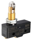Panel Mount Roller Plunger Micro Limit Switch 1NO 1NC, 15A 125/250/380V AC/DC Control, IP40 Rated, image of the switch with roller plunger