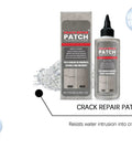 Super Durable Knockout Performance Concrete Crack Filler Waterproof Sealant That Sets Quick And Moves With The Shifts To Block Rain And Ice For Any Weekend Warrior Project in 100ml bottle with packaging.