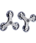 2X Triangle Caster Wheels For Folding Shopping Carts And Dollies, Easy To Install Stair Climbing Wheels shown in steel and PP