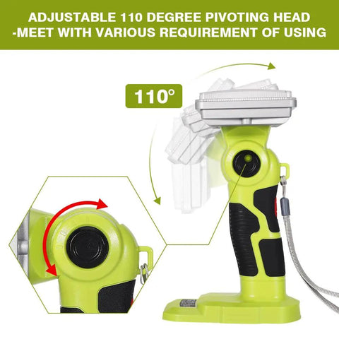 Cordless Spotlight LED Work Light Compatible With Ryobi 18V Battery showing adjustable 110-degree pivoting head position