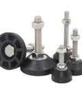 Four Pack Reinforced Nylon Base Foot Cups With Articulated Feet For Leveling, Fixed Ground Contact, And Adjustable Height