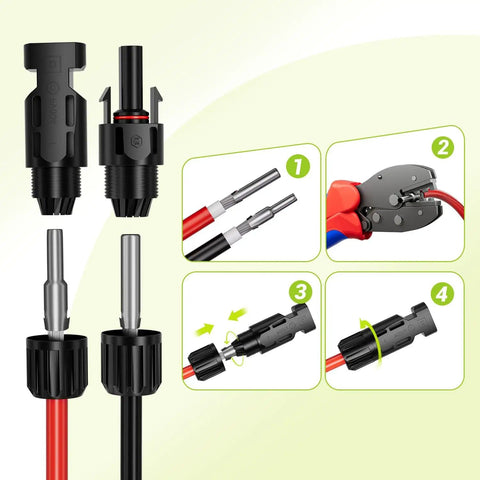 10 AWG Solar Panel Wire 2x50ft 6mm2 Solar Extension Cable Red And Black 84 Strands Tinned Copper PV Wire XLPE Insulated