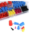 Heavy Duty 120 Pc Silicone Tapered Plugs Assortment Kit Seals Gaps Stops Leaks Heat Resistant Crack Proof Rubber Stoppers Flexible For DIY And Industrial Jobs Your Go To Fix It All Gear, assorted silicone plugs in organizer