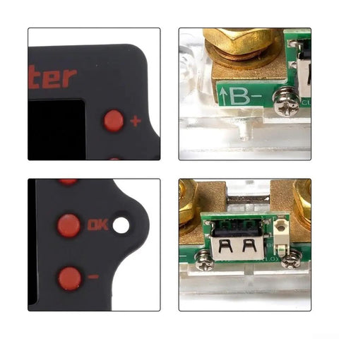 Hella Precise Pure Copper Shunt Battery Monitor LCD display with buttons and copper terminals for 0 to 100 Amps tracking.